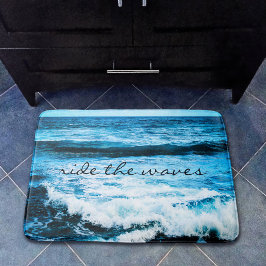 Ride the Waves Quote Hawaii Blue Ocean Foto Badematte