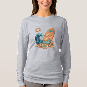 Ride the Waves Surfboard Illustration - Langarm T-Shirt