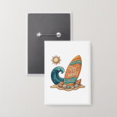 Ride the Waves Surfboard Illustration - Tropisch B Button (Vorderseite/Rückseite)