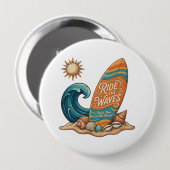 Ride the Waves Surfboard Illustration - Tropisch B Button (Vorne & Hinten)