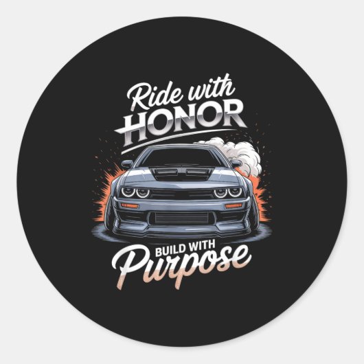 Ride With Honor Car Lover Runder Aufkleber (Vorderseite)