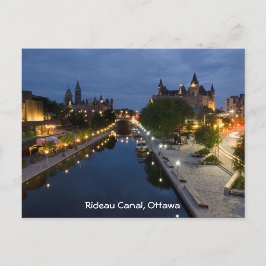 Rideau Canal und Sussex Drive in der Nacht. Postkarte (Vorderseite)