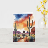 Rider bei Dusk Cowboy Karte (Gelbe Blume)