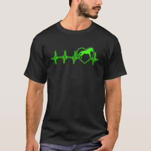 Rider Horse Heartbeat Green Ladys Girls T-Shirt