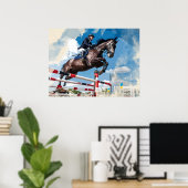 Rider Jumping Pferd im Wettbewerb Poster (Heimbüro)