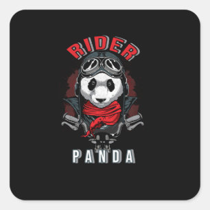 Rider Panda Quadratischer Aufkleber