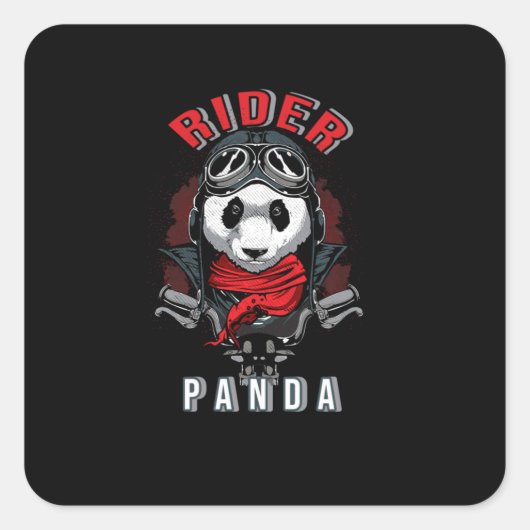 Rider Panda Quadratischer Aufkleber (Vorderseite)