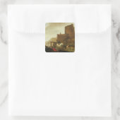 Rider und Bather Quadratischer Aufkleber (Tasche)