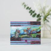 RIDERS IN DER STORM Mittelalterliche Ritter Blau Postkarte (Stehend Vorderseite)