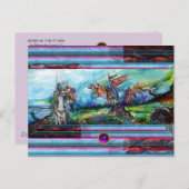 RIDERS IN DER STORM Mittelalterliche Ritter Blau Postkarte (Vorne/Hinten)