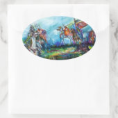 RIDERS IN DER STORM Mittelalterliche Ritter Reitst Ovaler Aufkleber (Tasche)