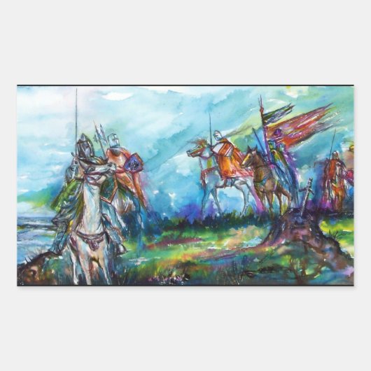 RIDERS IN DER STORM Mittelalterliche Ritter Reitst Rechteckiger Aufkleber (Vorderseite)