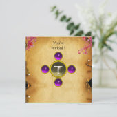 RIDERS IN DER STORM-Monogramm-Amethyste Einladung (Stehend Vorderseite)