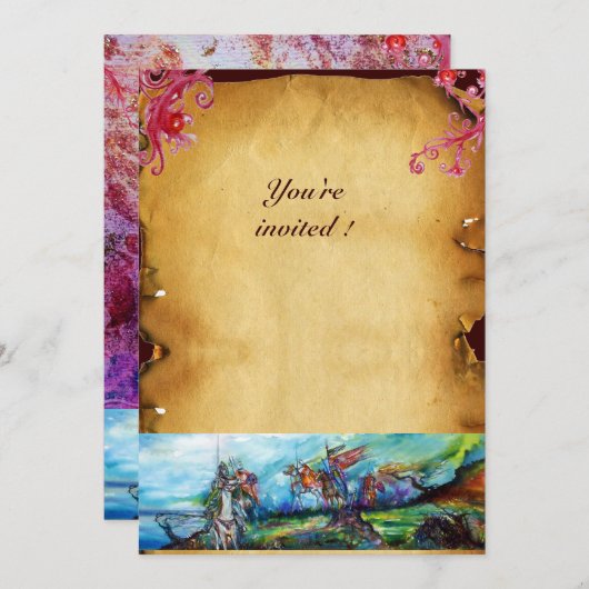 RIDERS IN DER STORMEN Ritter Pferderücken Einladung (Vorne/Hinten)