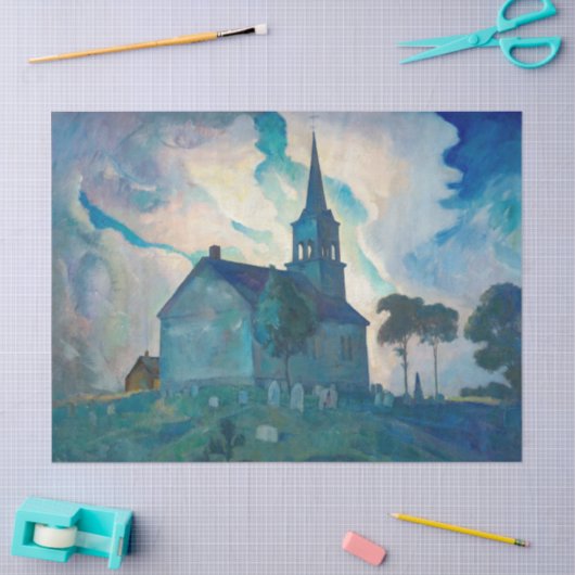 Ridge Church by Newell Convers Wyeth Seidenpapier (Basteln)