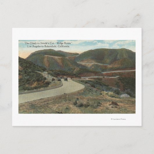 Ridge Route zum Swede's Cut & Bakersfield Postkarte (Vorderseite)