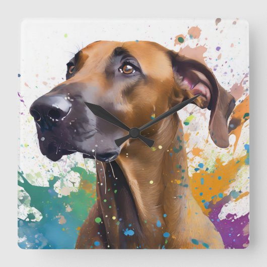 Ridgeback Dog Quadratische Wanduhr (Vorderseite)