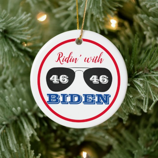 Ridin' mit Biden 46 Aviator-Sonnenbrille Keramik Ornament (Baum)