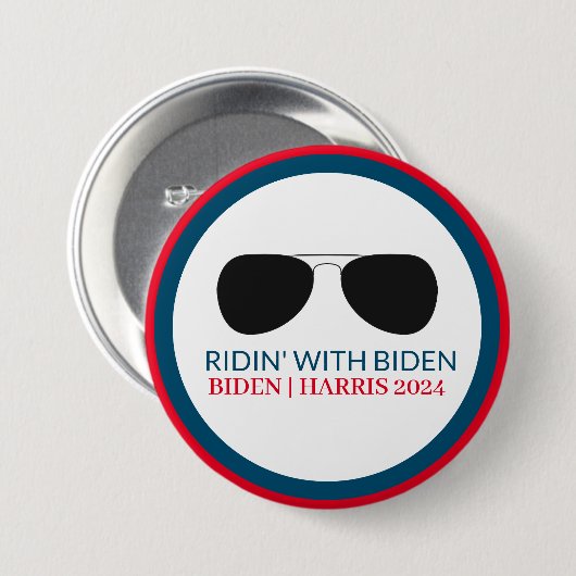 Ridin' mit Biden Aviator Glasses 2024 Button (Vorne & Hinten)
