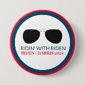 Ridin' mit Biden Aviator Glasses 2024 Button (Vorderseite)