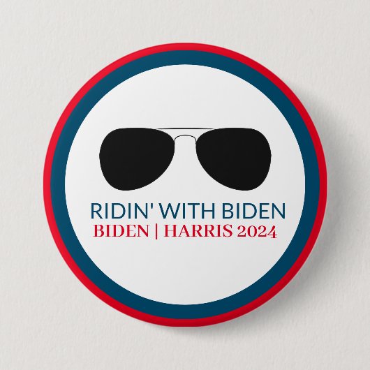 Ridin' mit Biden Aviator Glasses 2024 Button (Vorderseite)