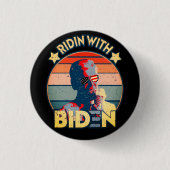 Ridin' with biden Eating Ice Cream Retro Sunset Button (Vorderseite)