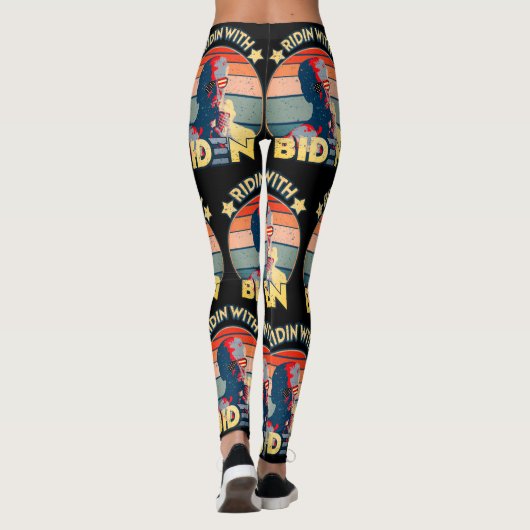 Ridin' with biden Eating Ice Cream Retro Sunset Leggings (Rückseite)