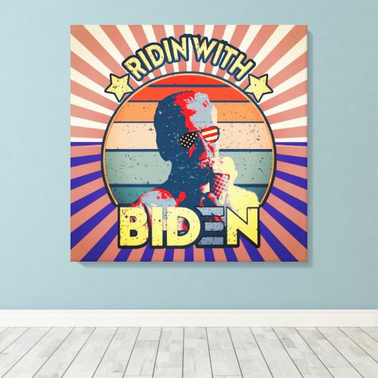 Ridin' with biden Eating Ice Cream Retro Sunset Leinwanddruck (Insitu (Holzboden))