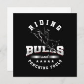 Riding Bulls Punching Fools Cowboy Rider Country G Einladung (Vorne/Hinten)