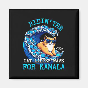 Riding Cat Ladys Blue Wave für Kamala Harris Pres Magnet