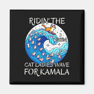 Riding Cat Ladys Blue Wave für Kamala Harris Pres Magnet