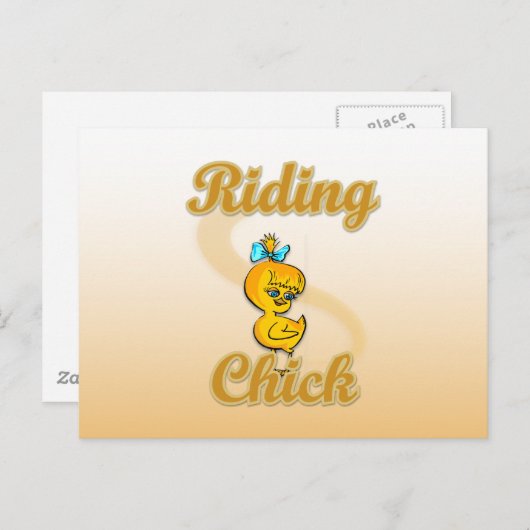 Riding Chick Postkarte (Vorne/Hinten)