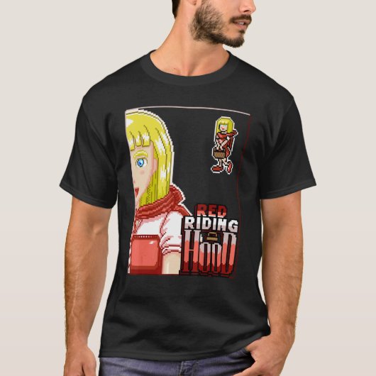 Riding Hood Pixel Girl Gaming Fantasy Character V2 T-Shirt (Vorderseite)