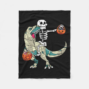 Riding Mummy Dinosaur T Rex Halloween Funny Pumpki Fleecedecke