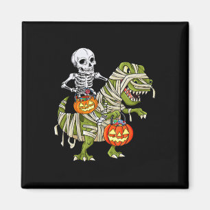 Riding Mummy Dinosaur T Rex Halloween Funny Pumpki Magnet