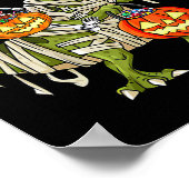 Riding Mummy Dinosaur T Rex Halloween Funny Pumpki Poster (Ecke)