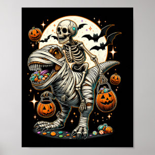Riding Mummy Dinosaur T Rex Kinder Jungen Männer H Poster