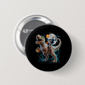 Riding Mummy Pumpkin T Rex Dinosaur Funny Hallowee Button (Vorne & Hinten)