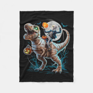 Riding Mummy Pumpkin T Rex Dinosaur Funny Hallowee Fleecedecke