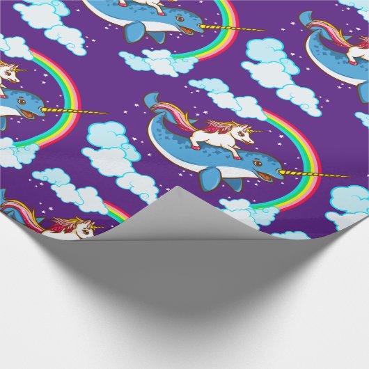 Riding Narwhal Geschenkpapier (Ecke)
