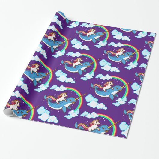 Riding Narwhal Geschenkpapier (Ungerollt)
