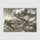 Riding Native Woman & White Horse Decoupage Seidenpapier (Vorderseite)