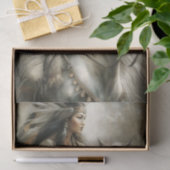 Riding Native Woman & White Horse Decoupage Seidenpapier (Geschenk)