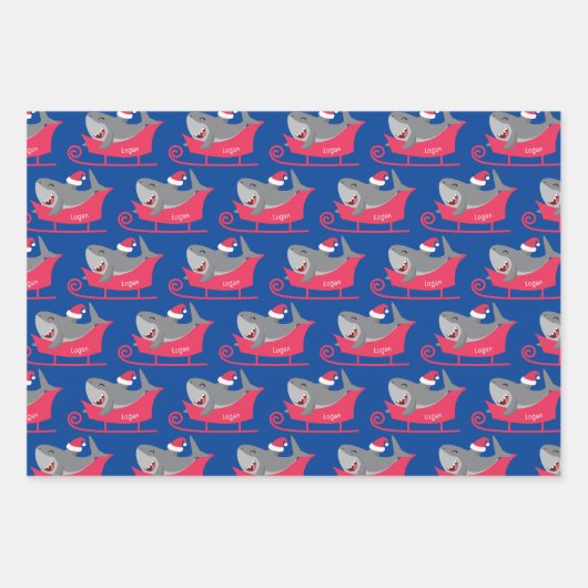 Riding Sled Wrapping Paper Sheets von Santa Shark Geschenkpapier Set (Vorderseite 3)