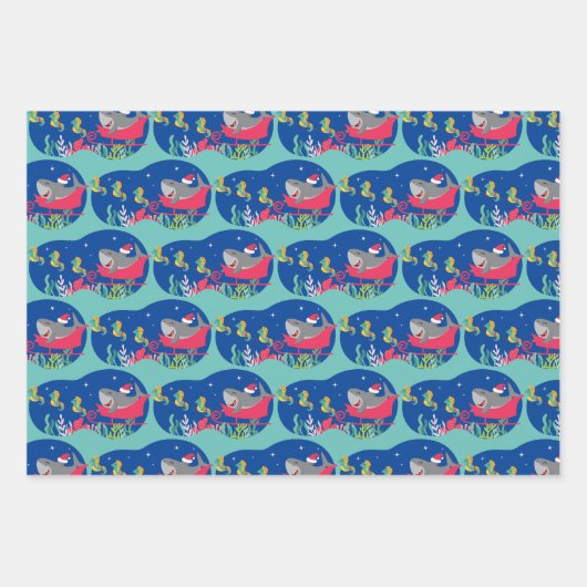 Riding Sled Wrapping Paper Sheets von Santa Shark Geschenkpapier Set (Vorderseite)