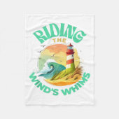 Riding The Wind's Whims Ocean Humor Lighthouse Sce Fleecedecke (Vorderseite)