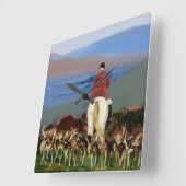 Riding to the Hounds Wall Clock Quadratische Wanduhr (Winkel)