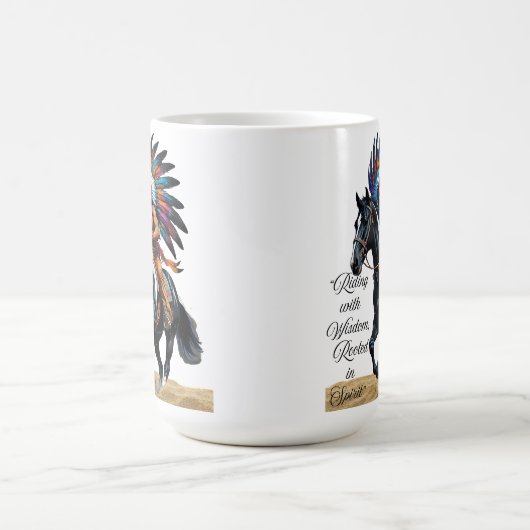 Riding with Wisdom, Rooted in Spirit” Kaffeetasse (Mittel)
