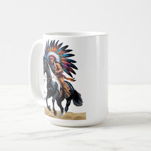Riding with Wisdom, Rooted in Spirit” Kaffeetasse (Vorderseite Links)
