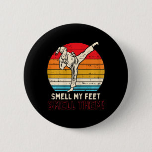 Riech Feet Girl Ponytail Kick Karate Taekwondo Kun Button